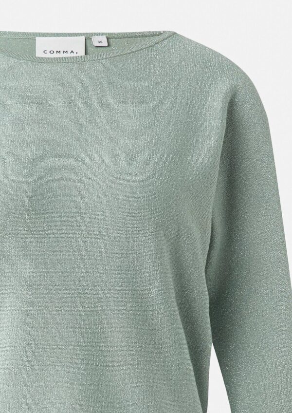 Feinstrick-Pullover mit Glitzergarn und Fledermausärmeln