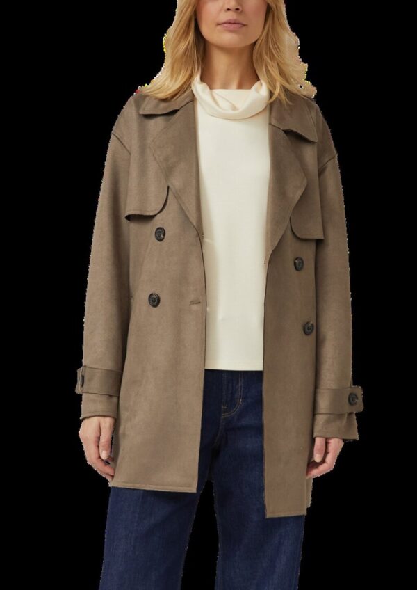 Trenchcoat mit Gürtel in Velourslederoptik