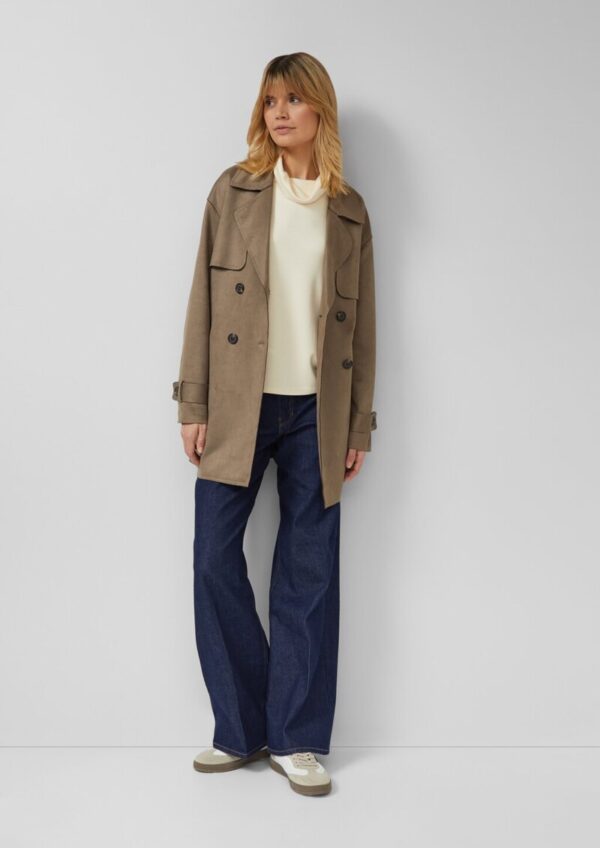 Trenchcoat mit Gürtel in Velourslederoptik