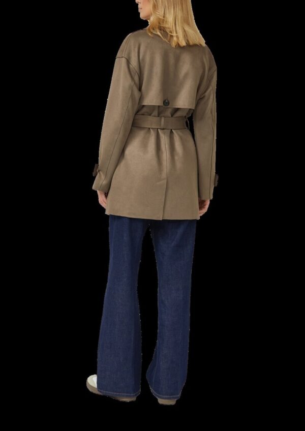 Trenchcoat mit Gürtel in Velourslederoptik