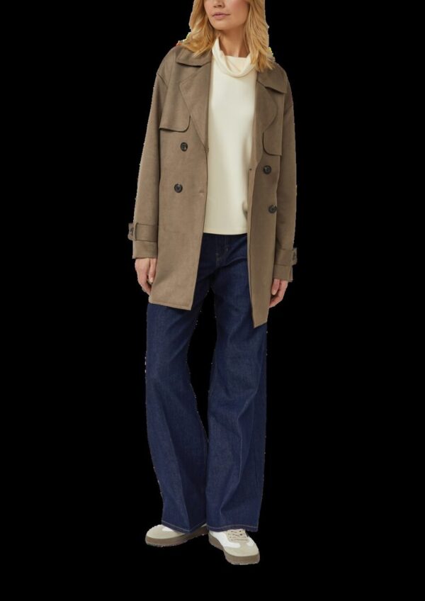 Trenchcoat mit Gürtel in Velourslederoptik