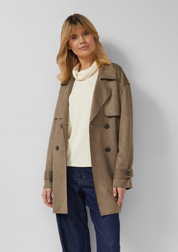 Trenchcoat mit Gürtel in Velourslederoptik