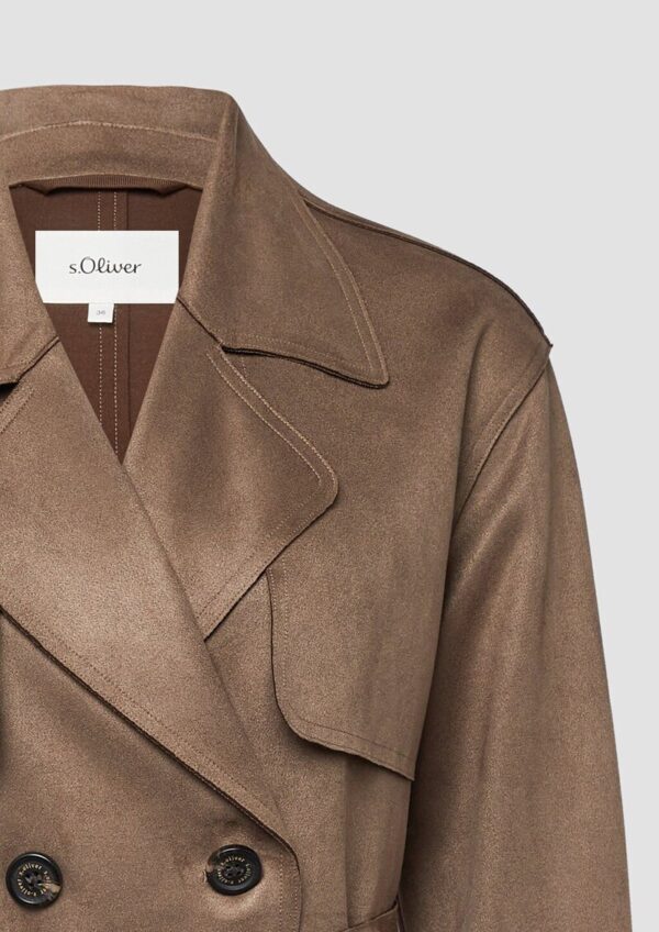 Trenchcoat mit Gürtel in Velourslederoptik