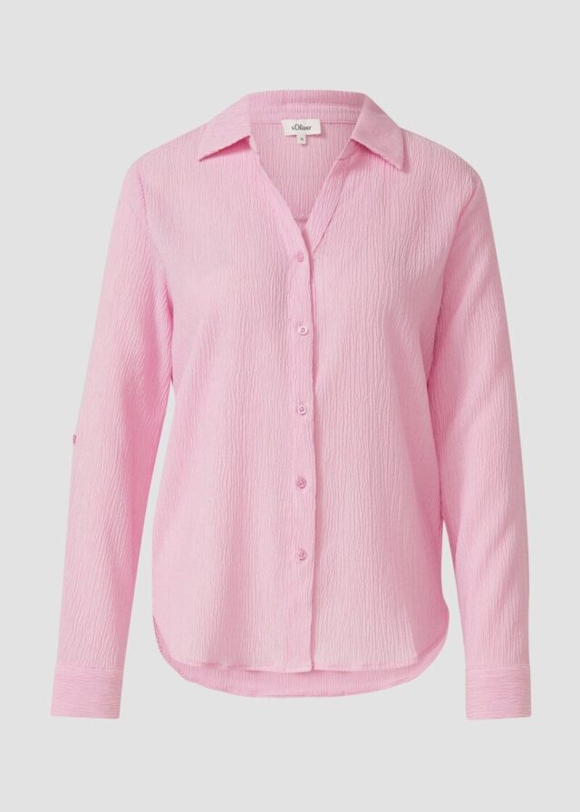 Strukturierte Hemdbluse mit Turn-up