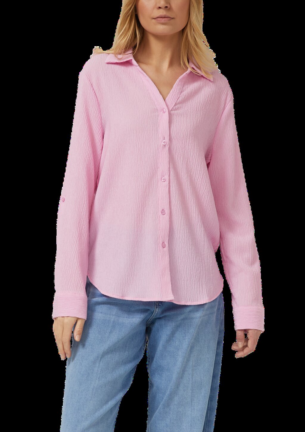 Strukturierte Hemdbluse mit Turn-up