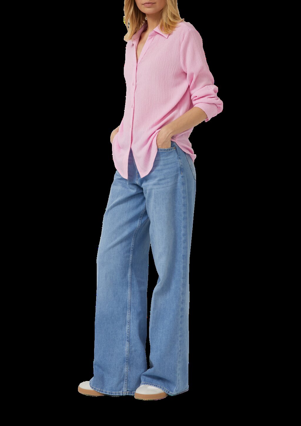 Strukturierte Hemdbluse mit Turn-up