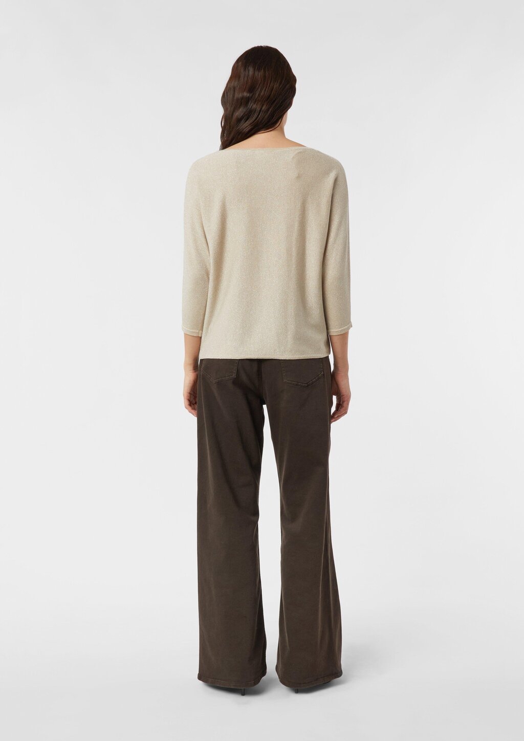 Glitzergarn-Feinstrickpullover mit 3/4-Arm