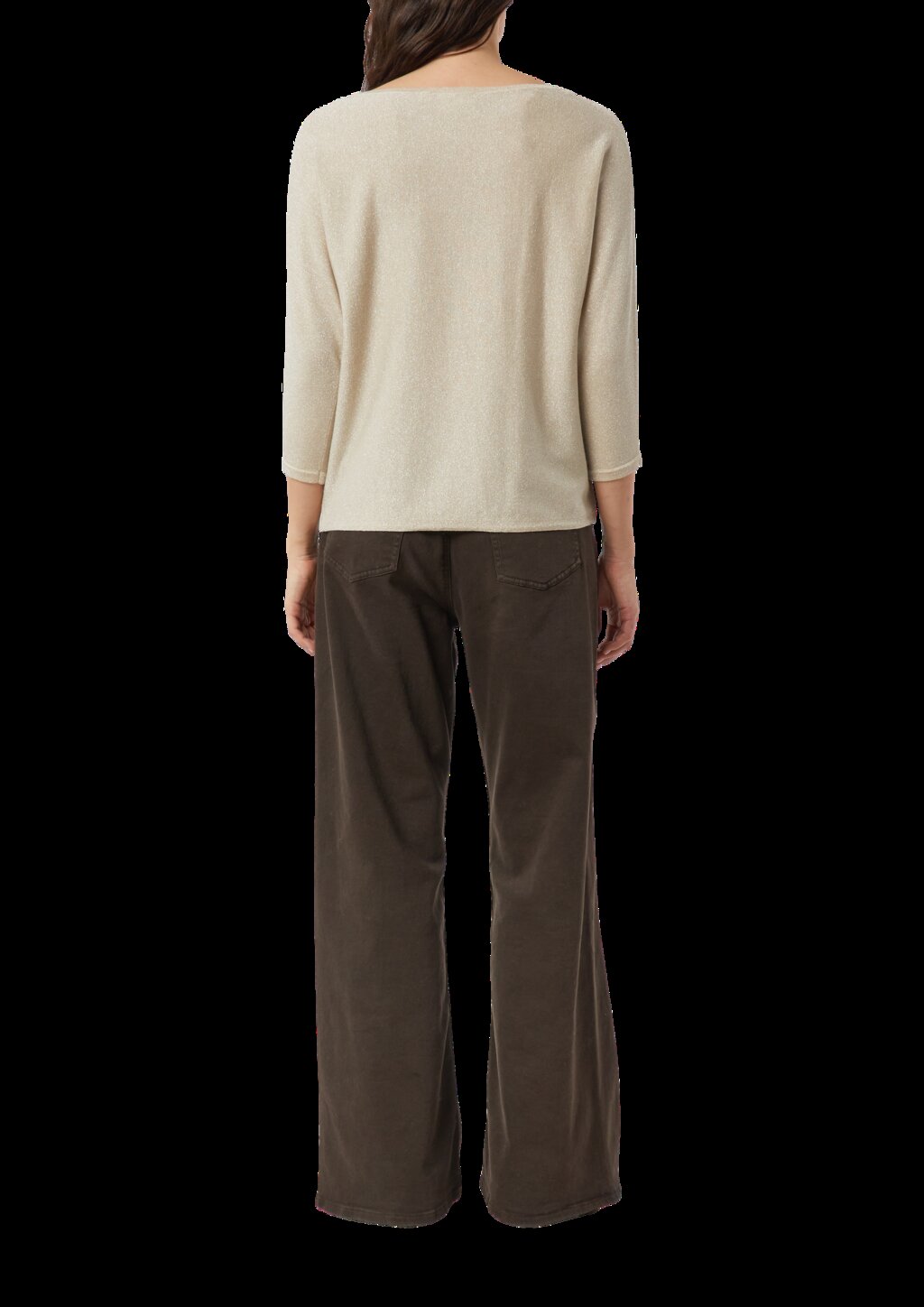 Glitzergarn-Feinstrickpullover mit 3/4-Arm