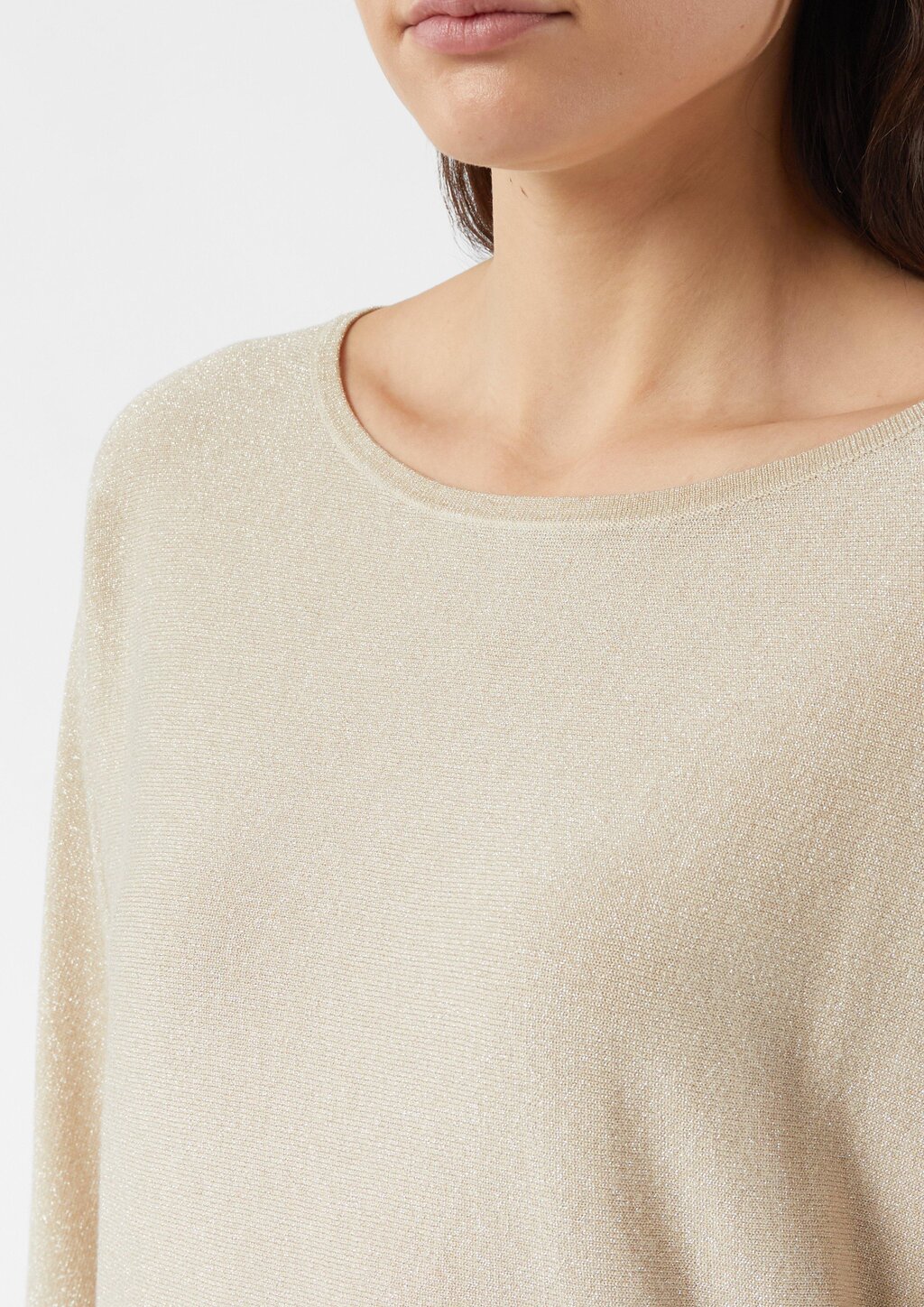 Glitzergarn-Feinstrickpullover mit 3/4-Arm