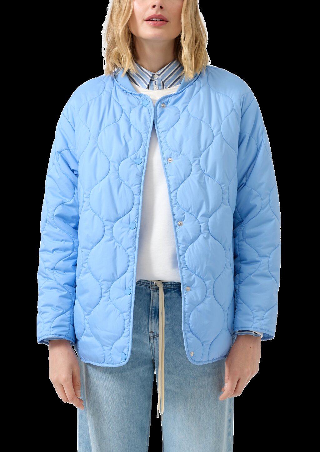 Steppjacke mit Bomberkragen und seitlichen Schlitzen