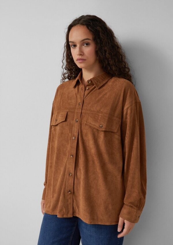 Hemdbluse in Wildlederoptik