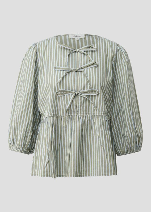 Gestreifte Bluse mit Schleifendetails
