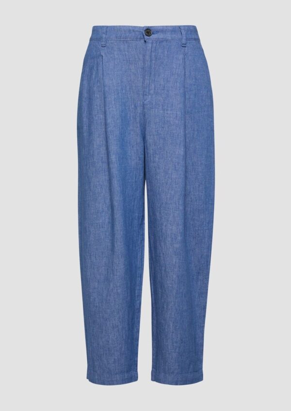 Leinenmix-Hose mit Elastikbund und Barrel Leg