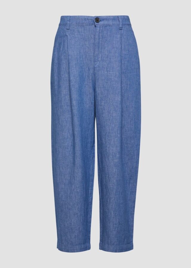 Leinenmix-Hose mit Elastikbund und Barrel Leg