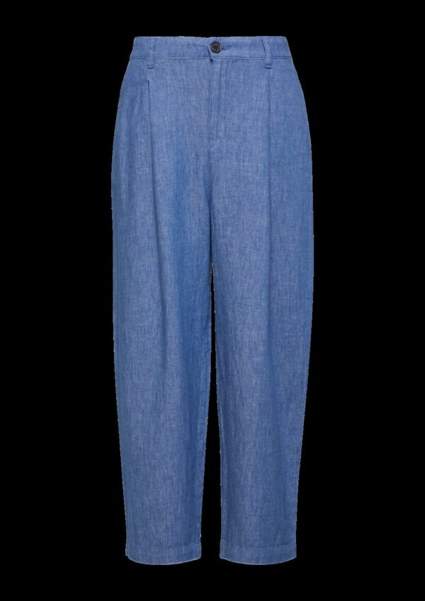 Leinenmix-Hose mit Elastikbund und Barrel Leg