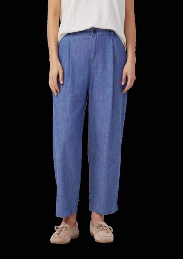 Leinenmix-Hose mit Elastikbund und Barrel Leg