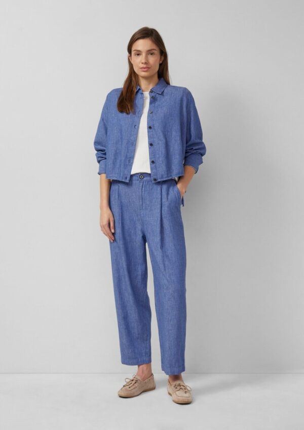 Leinenmix-Hose mit Elastikbund und Barrel Leg