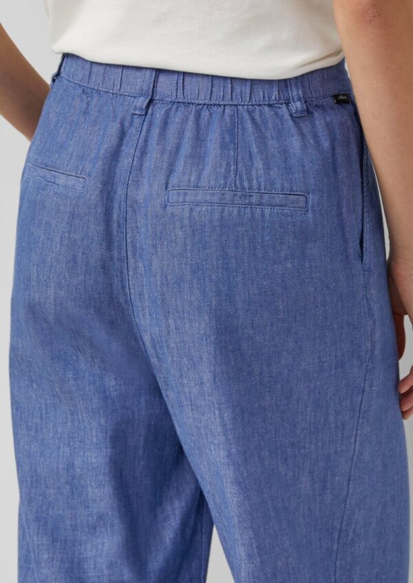 Leinenmix-Hose mit Elastikbund und Barrel Leg