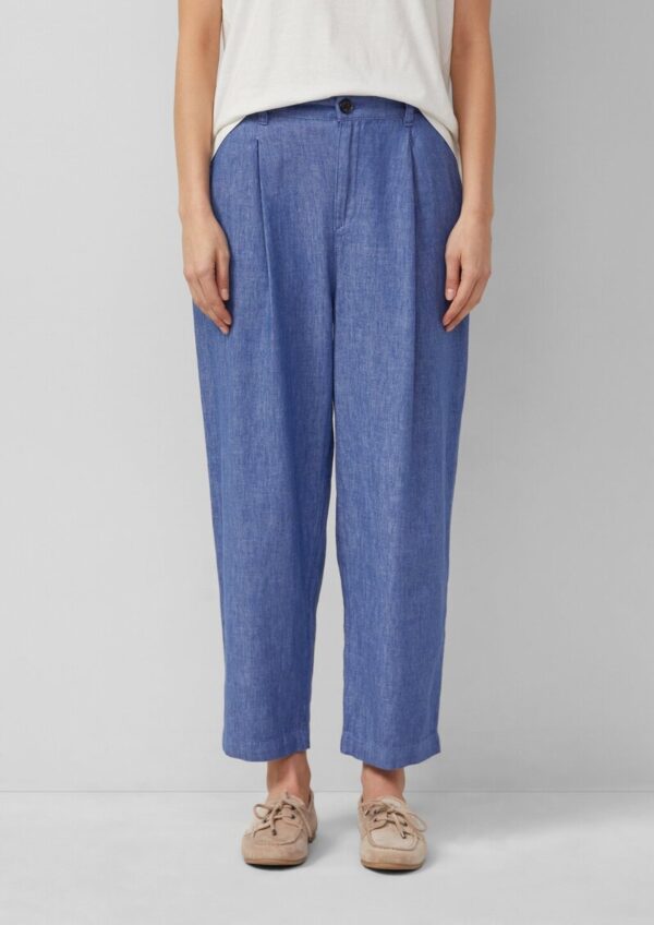 Leinenmix-Hose mit Elastikbund und Barrel Leg