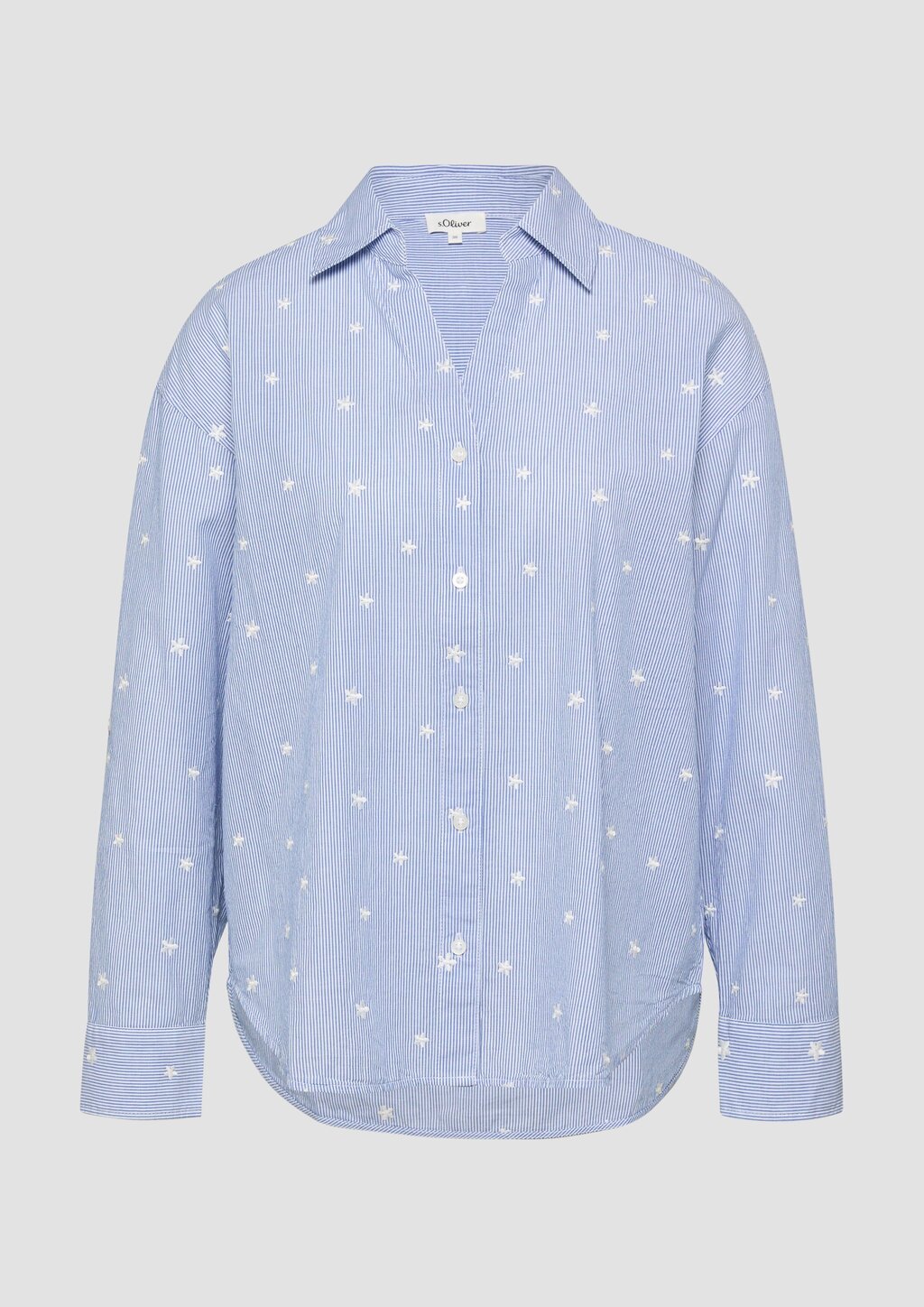 Bestickte Baumwollbluse mit Turn-up