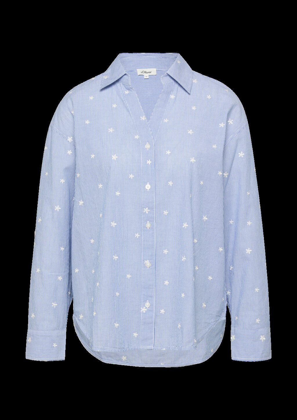 Bestickte Baumwollbluse mit Turn-up