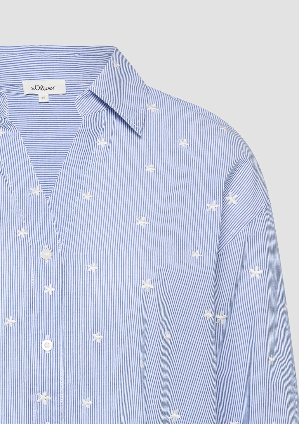 Bestickte Baumwollbluse mit Turn-up