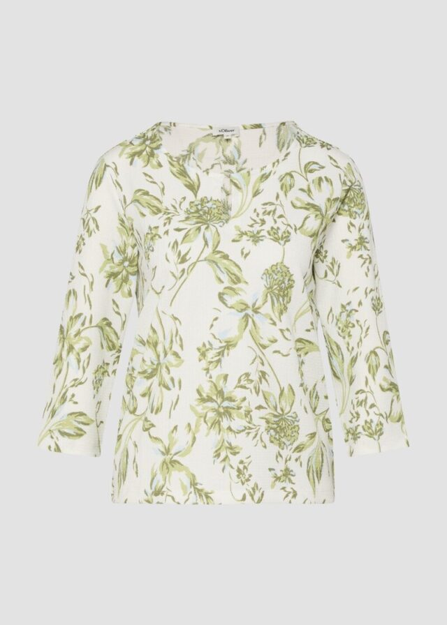 Gemustertes Jerseyshirt mit Knopf-Detail