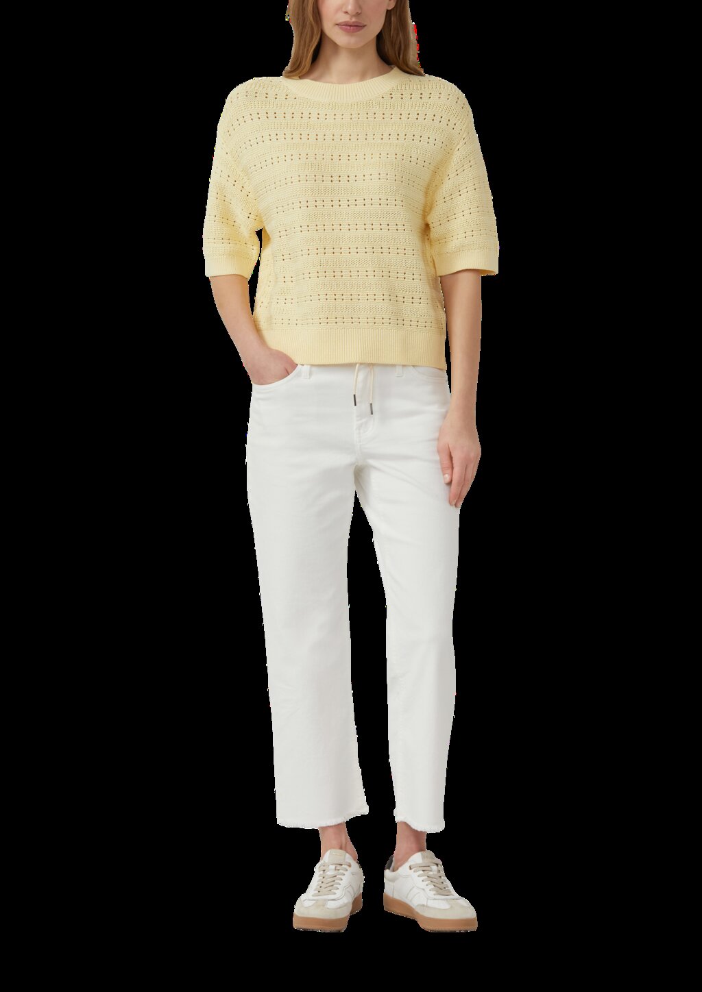 Ajour-Pullover mit Halbarm