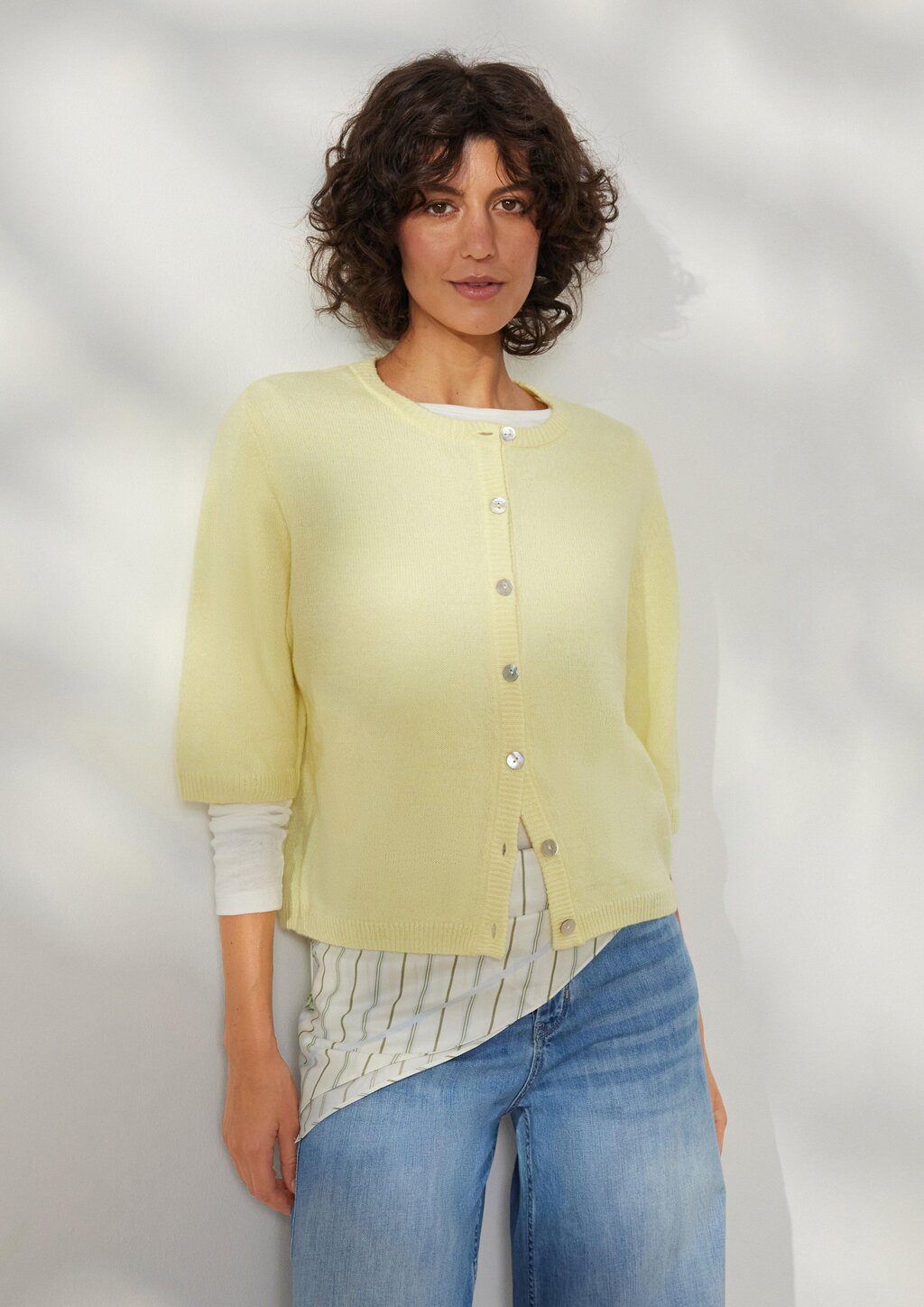 Strickjacke aus Alpaka-Mix mit Halbarm