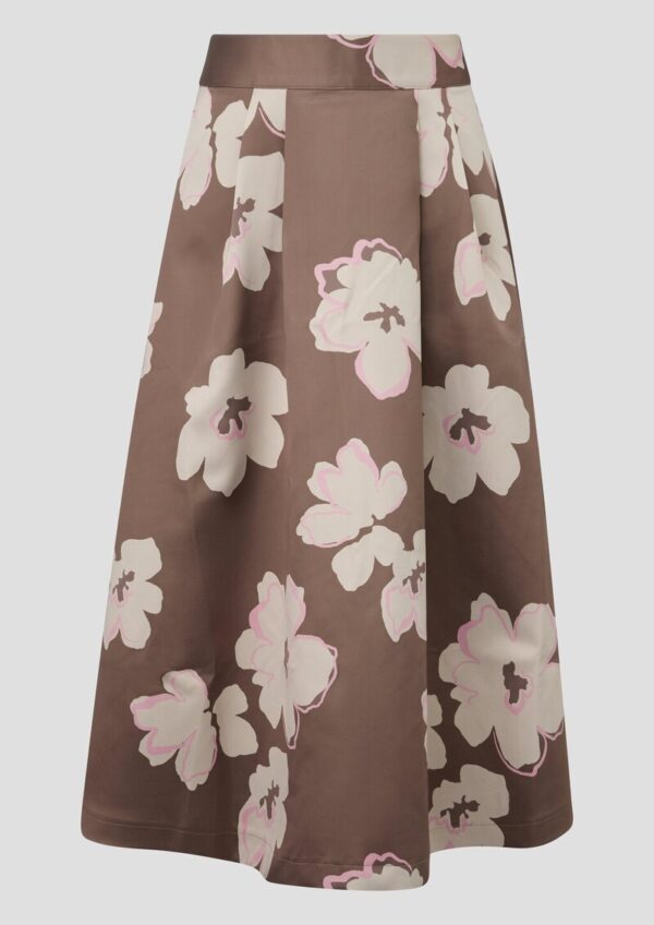 Satin-Midirock mit Bundfalten und Seitentaschen