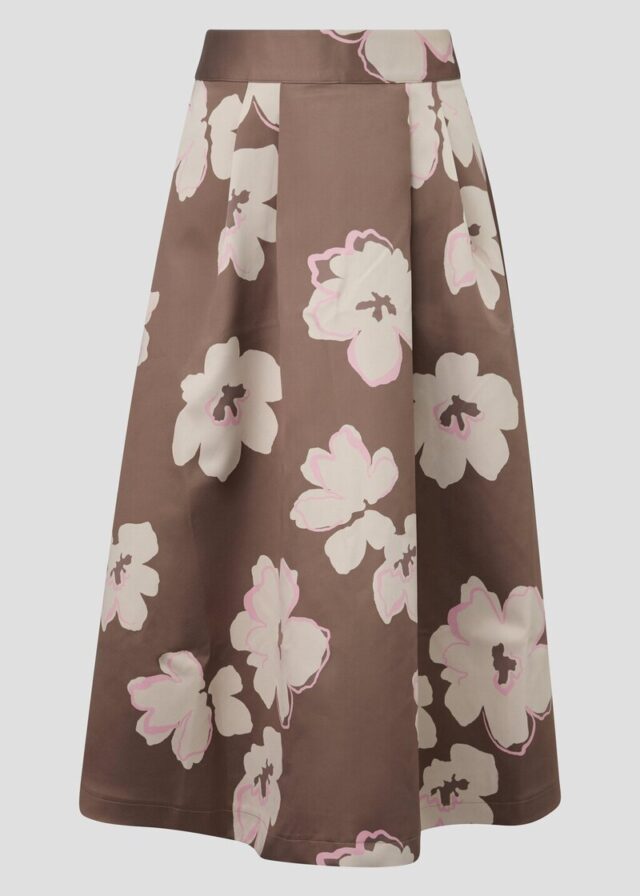 Satin-Midirock mit Bundfalten und Seitentaschen