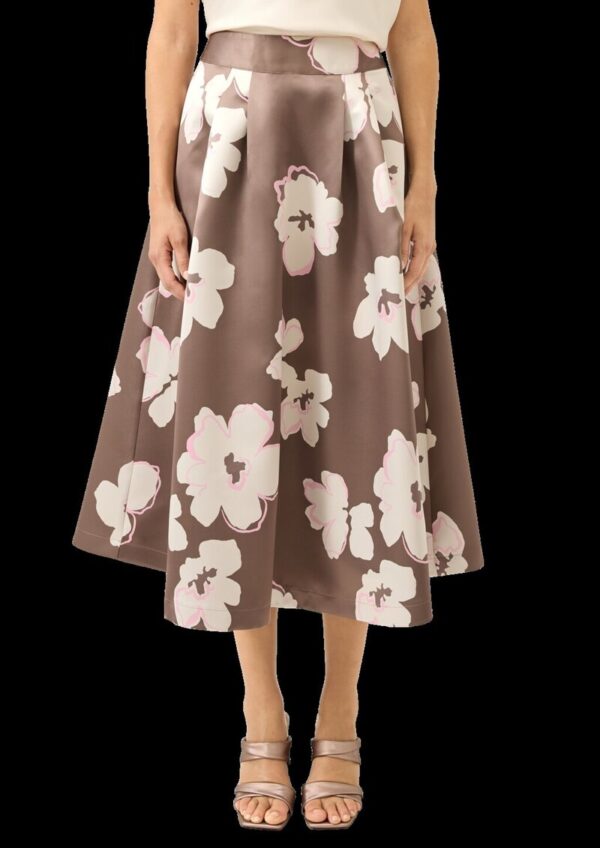 Satin-Midirock mit Bundfalten und Seitentaschen