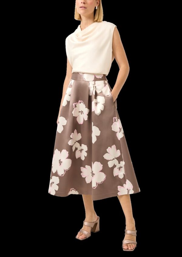 Satin-Midirock mit Bundfalten und Seitentaschen