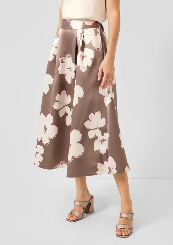 Satin-Midirock mit Bundfalten und Seitentaschen