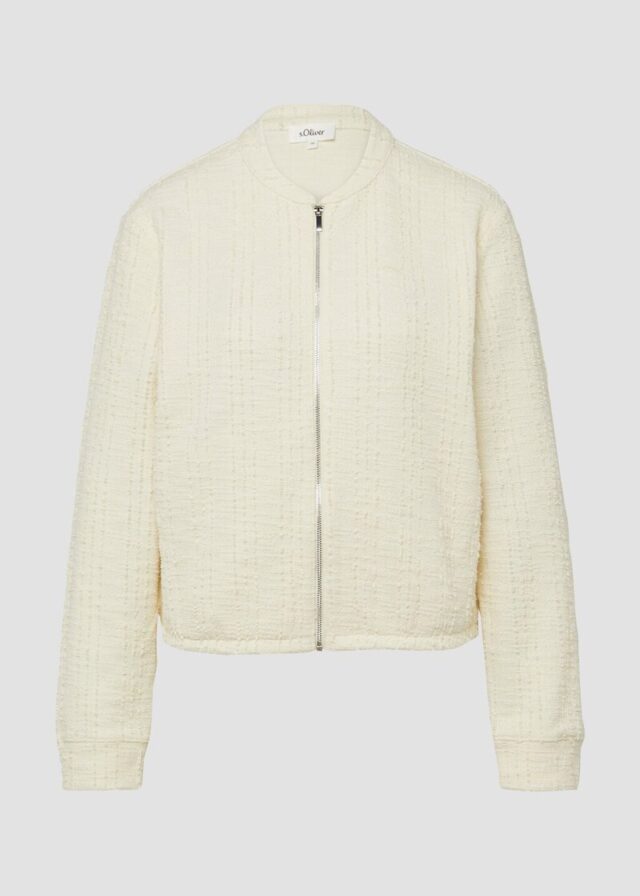 Strukturierte Sweatshirt-Jacke mit Taschen