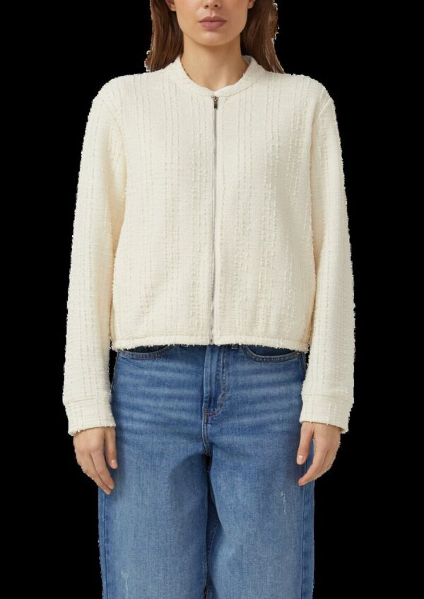 Strukturierte Sweatshirt-Jacke mit Taschen