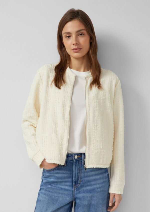 Strukturierte Sweatshirt-Jacke mit Taschen