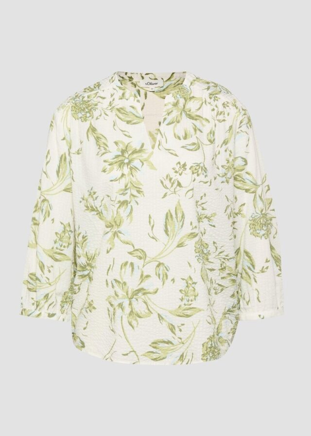 Bluse aus Seersucker mit Raffungen