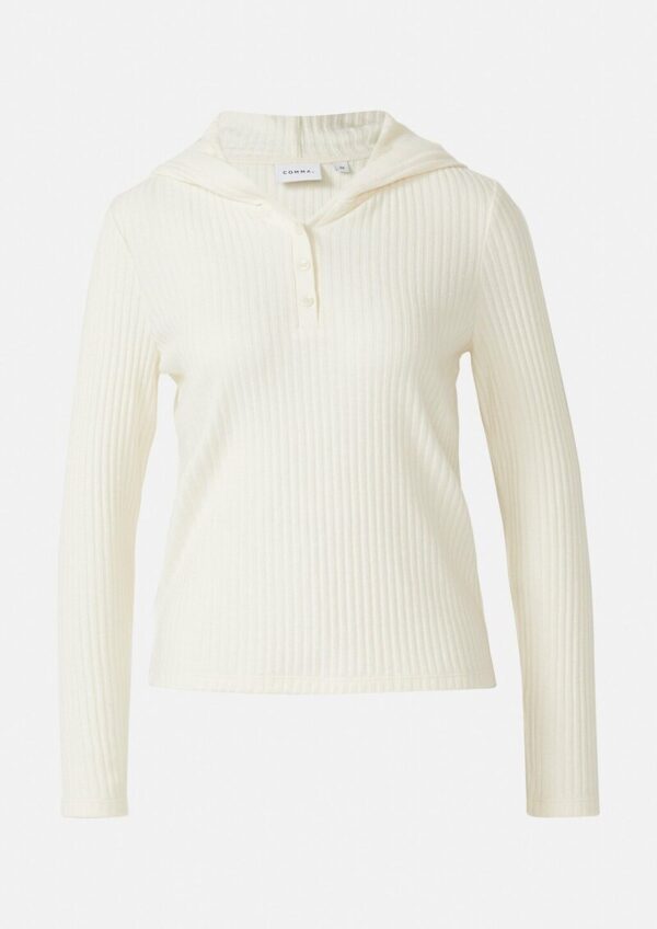 Weiches Rippshirt mit Kapuze