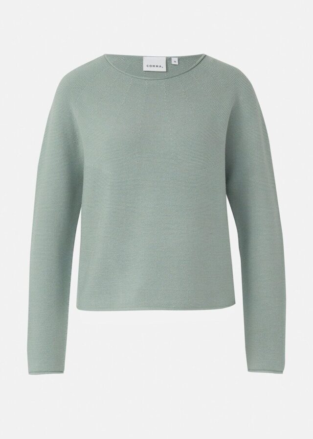 Strukturierter Strickpullover mit Rollsaum