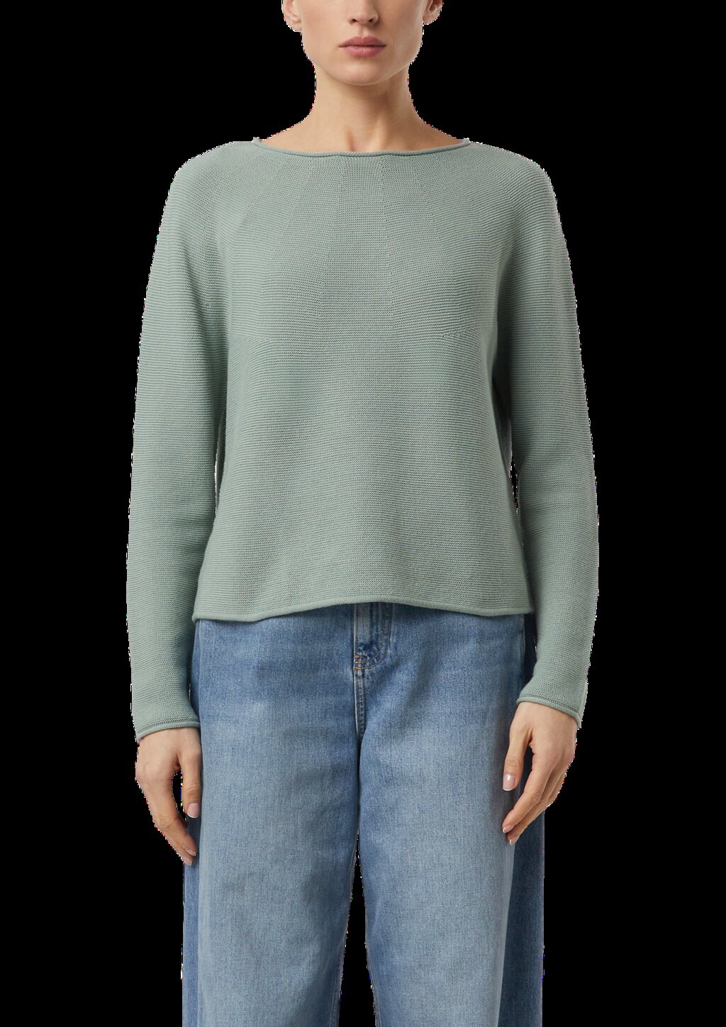 Strukturierter Strickpullover mit Rollsaum