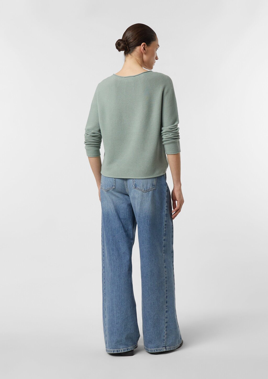 Strukturierter Strickpullover mit Rollsaum