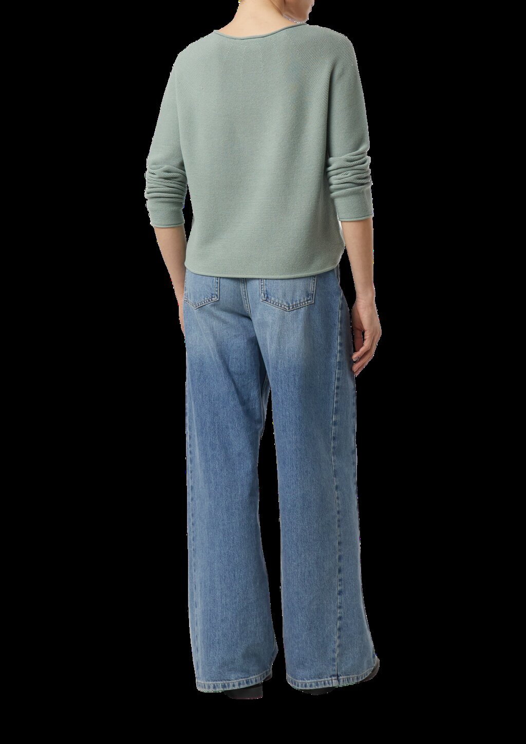 Strukturierter Strickpullover mit Rollsaum