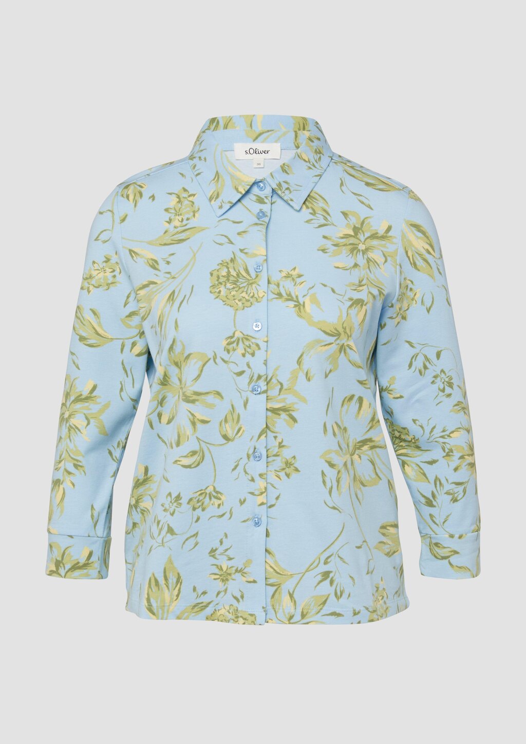 Gemustertes Jersey-T-Shirt mit 3/4-Ärmeln und All-over-Print