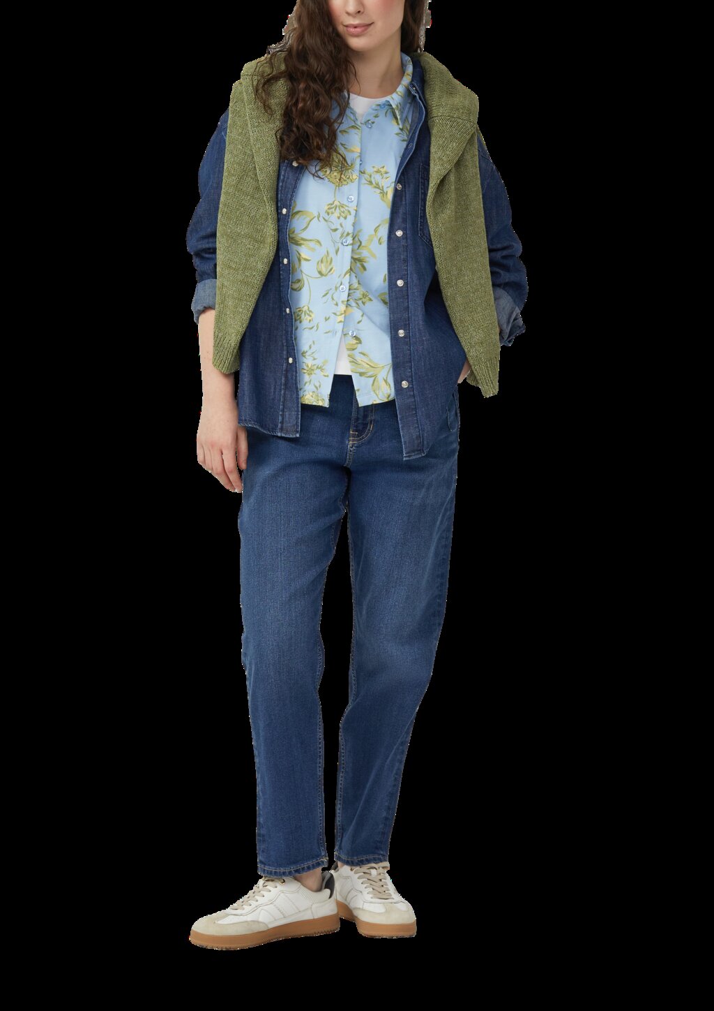 Gemustertes Jersey-T-Shirt mit 3/4-Ärmeln und All-over-Print