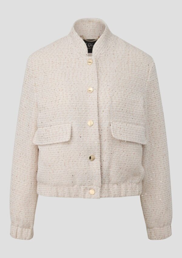 Bouclé-Bomberjacke mit Pailletten im Relaxed Fit