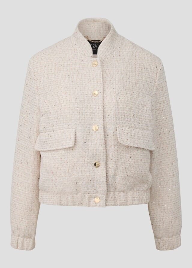 Bouclé-Bomberjacke mit Pailletten im Relaxed Fit