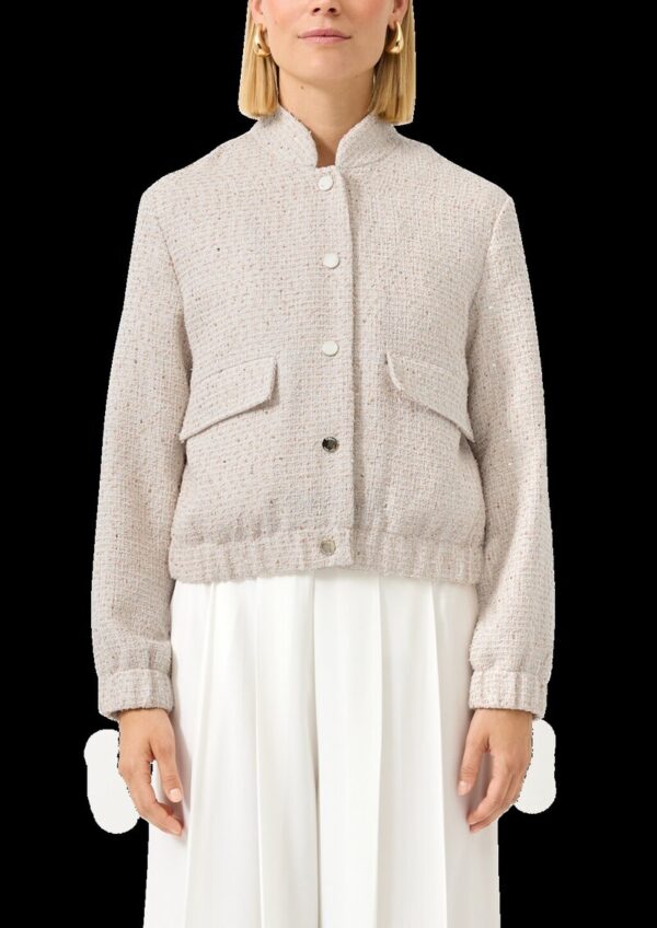 Bouclé-Bomberjacke mit Pailletten im Relaxed Fit