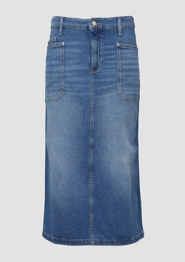 Midi-Jeansrock mit aufgesetzten Taschen