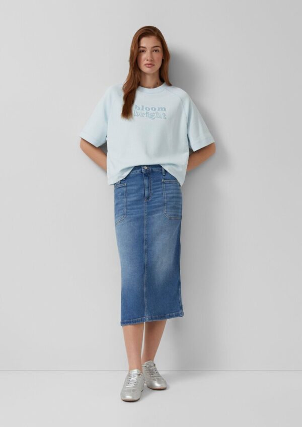 Midi-Jeansrock mit aufgesetzten Taschen